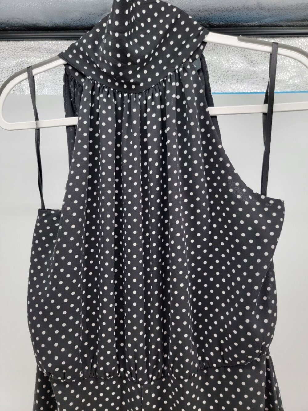 Lauren Ralph Lauren Polka Dot Wide Leg Halter Jumpsuit Size 10 Black White - Picture 3 of 9